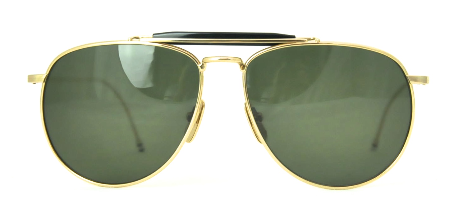 THOM BROWNE/トム ブラウン【TB-015】Shiny 12K Gold 57.5サイズ - 蒲池眼鏡舗